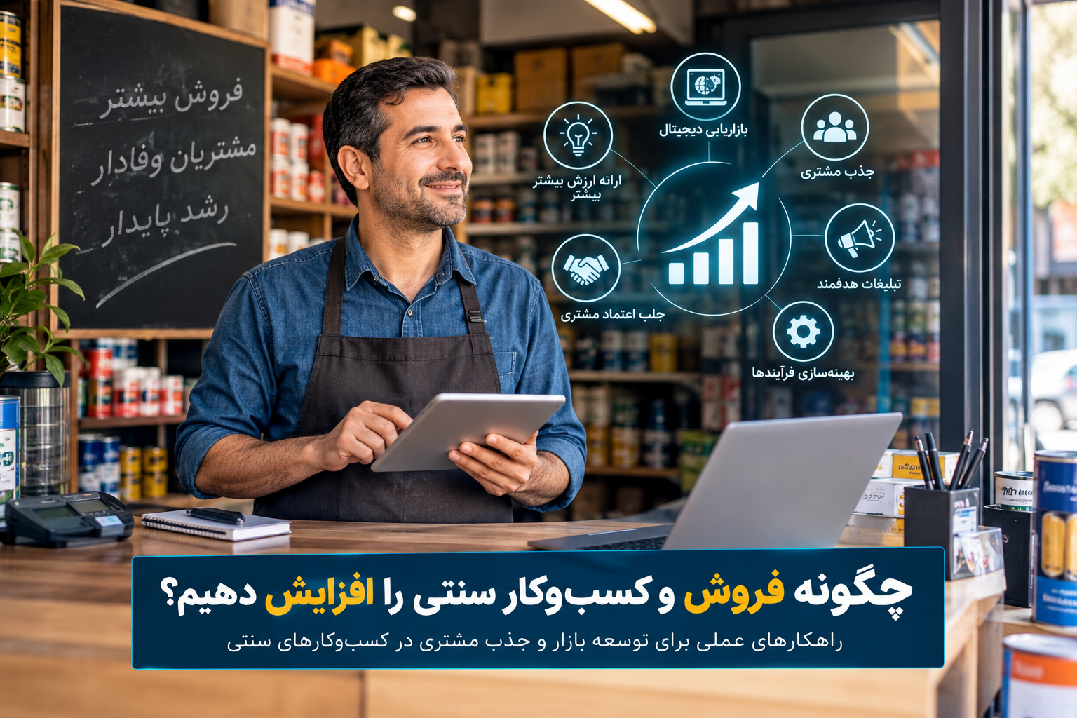 چگونه فروش کسبوکار سنتی را افزایش دهیم؟ ۱۵ راهکار عملی برای رشد و جذب مشتری